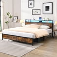 thumbnail image 1 of King Size Bed Frame with LED Lights, Modern Metal Bed with 2 USB Ports and Storage Headboard, Noise Free, No Box Spring Needed, 1 of 7