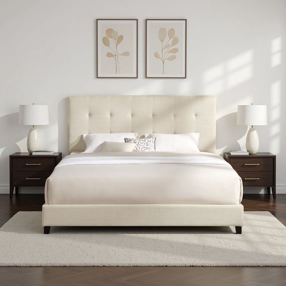 King Size Bed Frames Bridgevine Home King Size Beige Tufted Upholstered Platform Bed,Adjustable Bed Base
