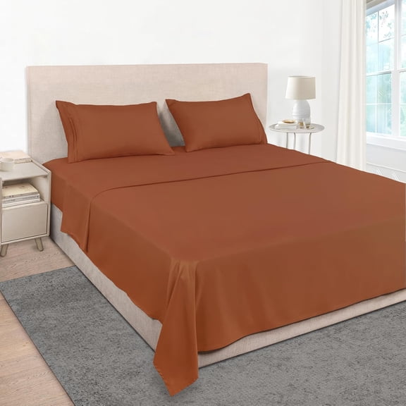 King Size Bed Sheet Set - Luxury Hotel Quality 1800 Bedding Sheets & Pillowcases - 16" Deep Pocket, Soft, Wrinkle Resistant, Breathable, Fade Resistant - 4 Piece Set Terracotta