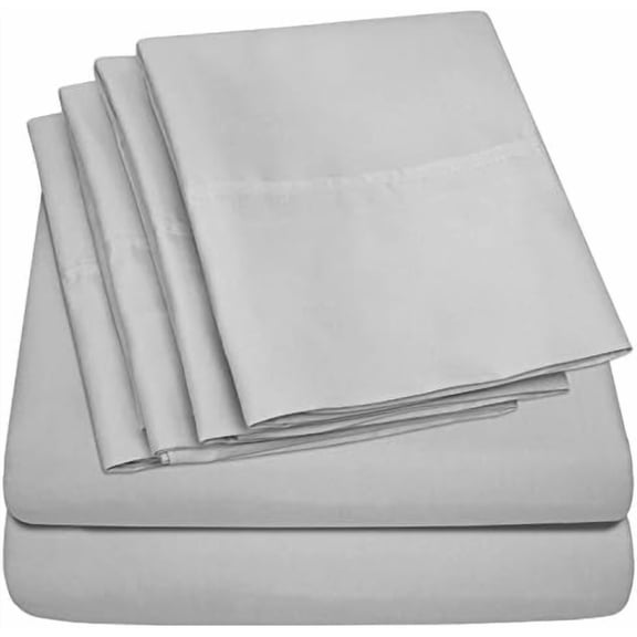 King Size Bed Sheets - 6 Piece 1500 Supreme Collection Fine Brushed Microfiber Deep Pocket King Sheet Set Bedding - 2 Extra Pillow Cases, Great Value, King, Silver