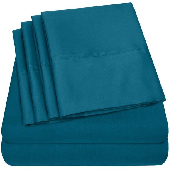 King Size Bed Sheets - 6 Piece 1500 Supreme Collection Fine Brushed Microfiber Deep Pocket Sheet Set Bedding 2 Extra Pillow Cases, Great Value, King, Teal