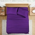 thumbnail image 1 of King Size Bed Sheets Set - 400 Thread Count Sheets, 100% Egyptian Cotton Hotel Luxury Bedding, Extra Soft for Kids, Dorm Rooms & Adults Fits Mattress Upto 30" Deep Purple Solid Sheet Set, 1 of 5