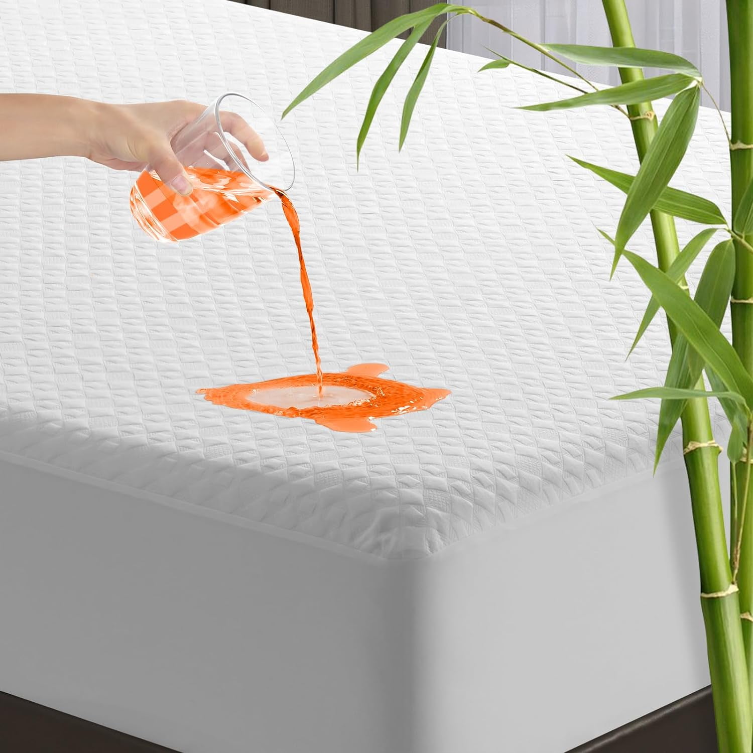 King Size Bed Waterproof Mattress Protector Cooling Water Proof Bamboo Mattress Cover for Kids