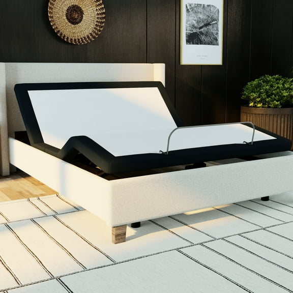 King Size Bed With Grey Metal Adjustable Base - Zero , Head & Foot Articulations, Memory Function, Wireless In And Remote