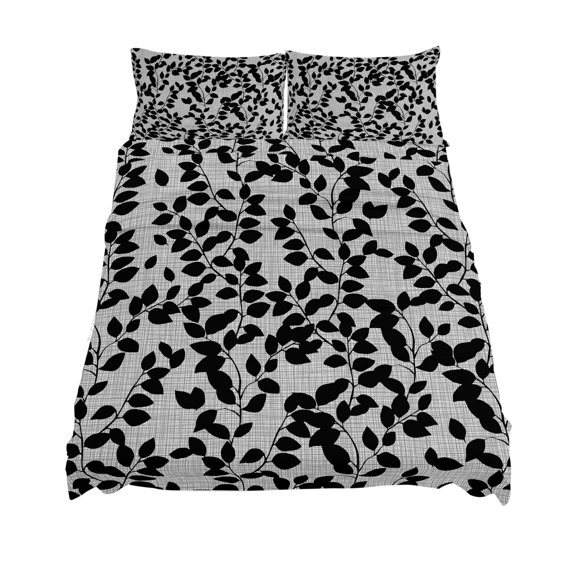 King Size Black Leaves Sheet Sets Branch Pattern Soft Breathable Microfiber Bed Sheets Deep Pockets 4 Piece Bed Sheets Set, 1 Fitted Sheet, 1 Flat Sheet & 2 Pillowcases