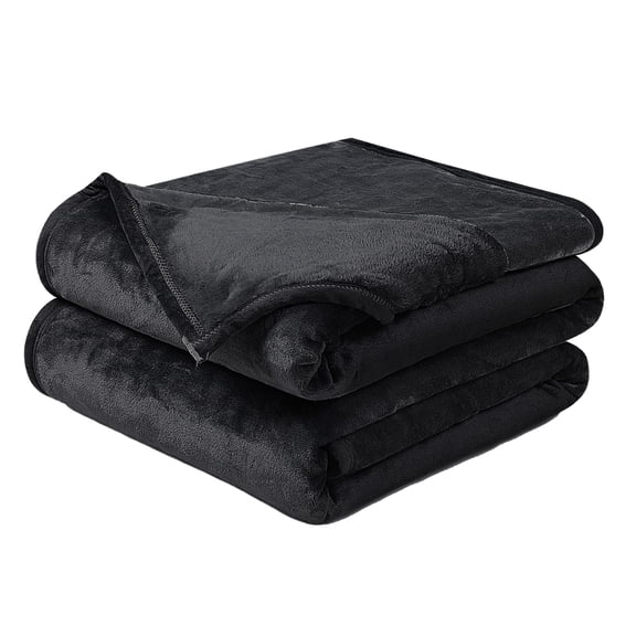 King Size Black Microplush Fleece Throw Blanket for Couch Bed Sofa