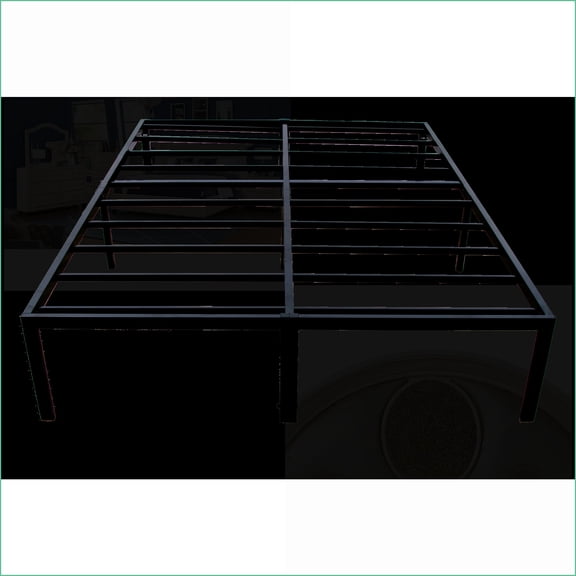 King Size Black Steel Platform Bed Frame - No Box Spring Needed, Underbed Storage for Master Bedroom