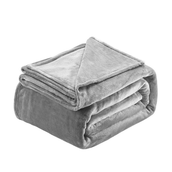 King Size Blanket 108x90 Grey Lightweight Throw for Bed - Soft Flannel, Breathable, Machine Washable - All Season Cozy Warm Blanket