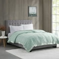 thumbnail image 1 of King Size Blanket, Modern Polyester Alternative Blanket with Satin Trim and Classic Box Quilting, Reversible Lightweight Blanket for All Seasons, 90*108 Inch, Seafoam, 1 of 7