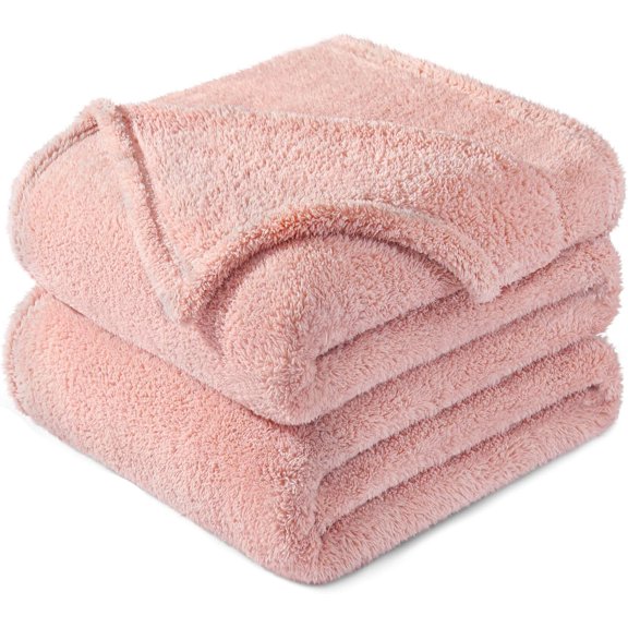 King Size Blanket for Bed, Super Soft Velvet Plush Fleece, Cozy Warm Fuzzy Throw, 90x104 Inches, Pink