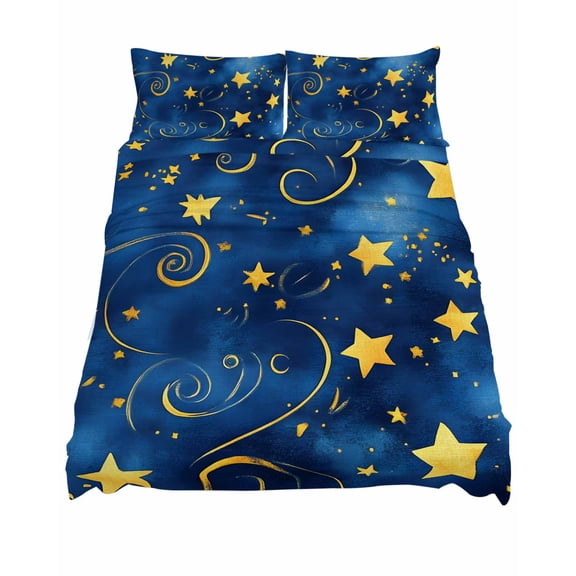 King Size Blue Starry Sky Sheet Sets Star Galaxy Fantasy Romantic Soft Breathable Microfiber Bed Sheets Deep Pockets 4 Piece Bed Sheets Set, 1 Fitted Sheet, 1 Flat Sheet & 2 Pillowcases