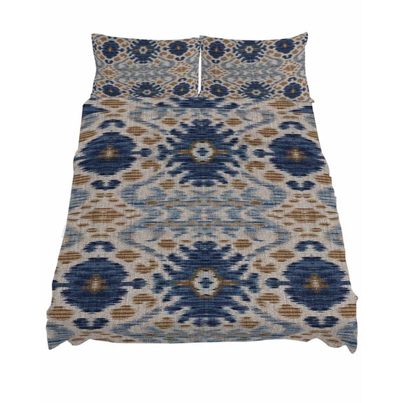 King Size Boho Blue Brown Sheet Sets Ethnic Modern Geometric Abstract Art Soft Breathable Microfiber Bed Sheets Deep Pockets 4 Piece Bed Sheets Set, 1 Fitted Sheet, 1 Flat Sheet & 2 Pillowcases