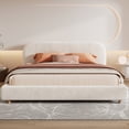 thumbnail image 1 of King Size Boucle Platform Bed with Curved Headboard, Upholstered Bed Frame with Wood Slats and Steel Support for Bedroom, White, 1 of 8