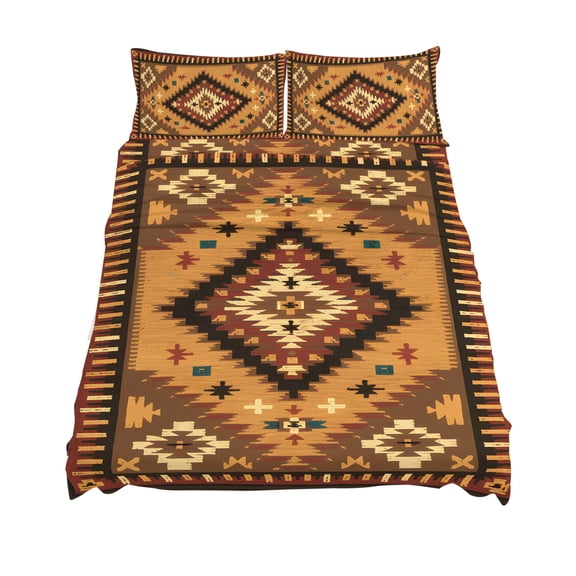 King Size Brown Bohemia Turkish Pattern Sheet Sets Retro Ethnic Style Soft Breathable Microfiber Bed Sheets Deep Pockets 4 Piece Bed Sheets Set, 1 Fitted Sheet, 1 Flat Sheet & 2 Pillowcases