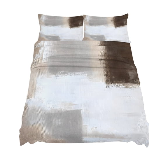 King Size Brown Grey Sheet Sets Graffiti Art Abstract Color Block Oil Paint Modern Soft Breathable Microfiber Bed Sheets 4 Piece Bed Sheets Set, 1 Fitted Sheet, 1 Flat Sheet & 2 Pillowcases