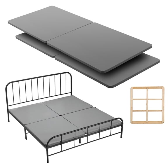 King Size Bunkie Board 1.5 Inch Thick Wooden Mattress Support with Breathable 200D Oxford Fabric, 4 Piece Modular Bed Board Slats for King Bed Frame Support, Easy Assembly Gray Finish