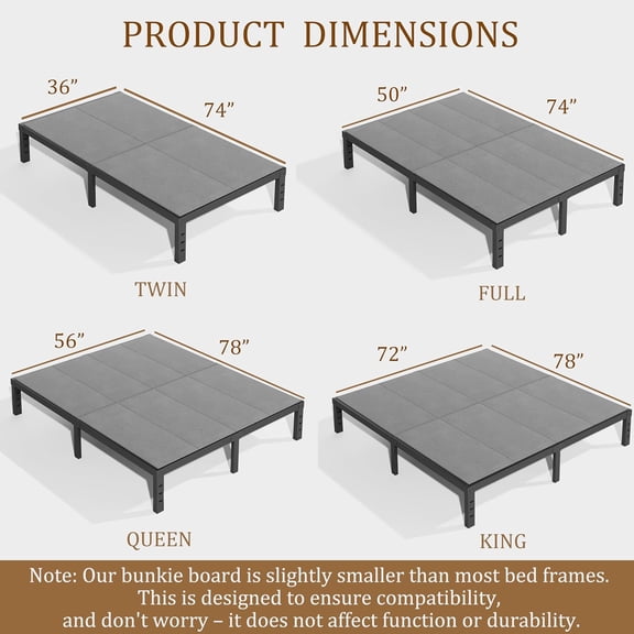 King Size Bunkie Board 10mm Heavy Duty Bed Support Under Mattress Foldable Low  Spring Box Noise Minimizing Breathable Anti-Sag Easy Assembly