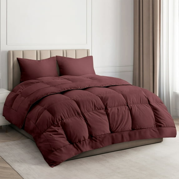 CGK Linens Premium Down Alternative Comforter - King Size All-Season Fluffy & Cozy Duvet Insert, Burgundy
