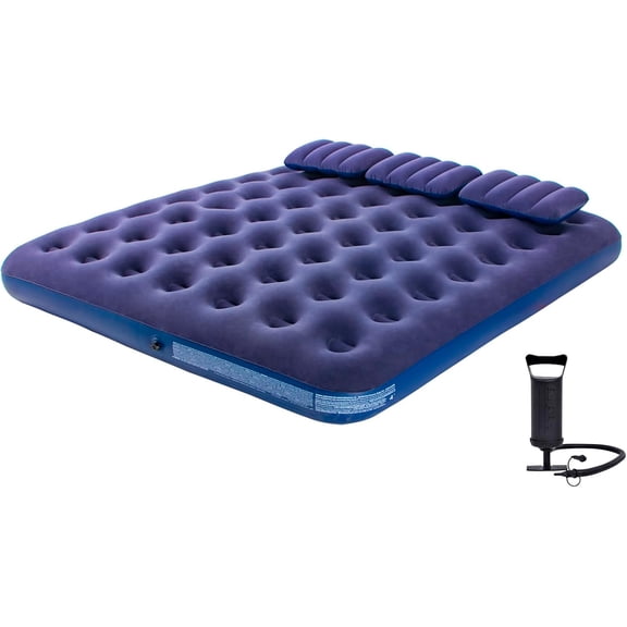 King Size Camping Air Mattress Inflatable Bed with Pillow,Include Hand Pump