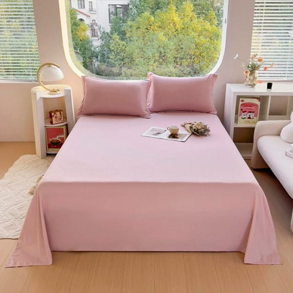 Twin Size Comfortable Breathable Bed Sheet,Luxury Microfiber Solid Color Home Flat Bedsheets,Soft Dormitory Bed Sheet,Fade Resistant Skin Friendly Flat Sheet for Farmhouse Bedroom