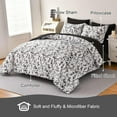 thumbnail image 1 of King Size Comforter Set - 7 Pieces Bed in a Bag Soft Microfiber Bedding Comforter Set Leaves Floral Pattern on White Comforter Sets with Sheets for All Seasons (King, Black), 1 of 6