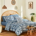 thumbnail image 1 of King Size Comforter Set 8 Piece, Reversible Boho Comforter Sets, Spliced Aztec Pattern, Down Alternative Bed in A Bag with Comforter, Sheets, Pillowcase & Shams (Blue, 102x90 Inches), 1 of 4
