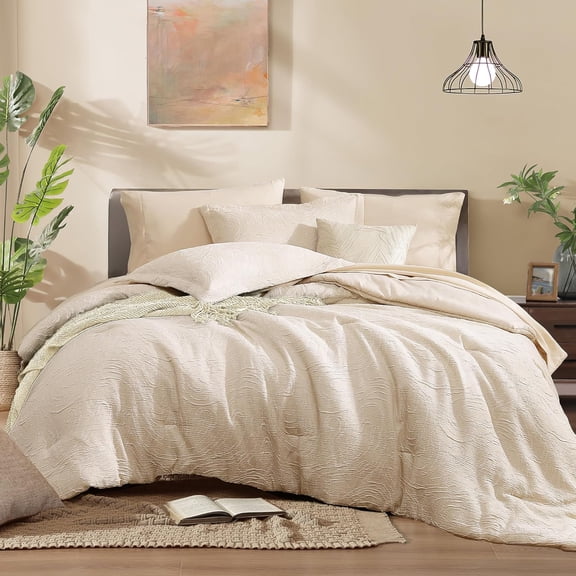 King Size Comforter Set, Birch Marble Pattern King Size Bed Set Reversible, King Bedding Set 7 Pieces, Bed in a Bag with Comforter, Sheets, Pillowcases & Shams