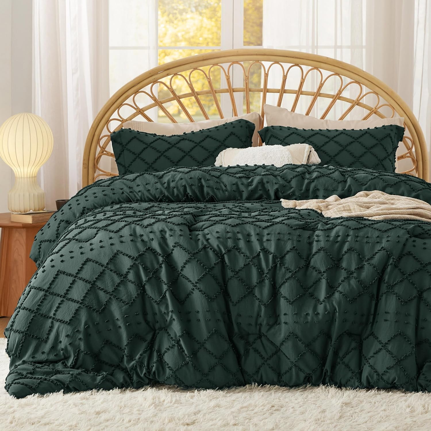 King Size Comforter Set Dark Emerald Green Comforter, Forest Green