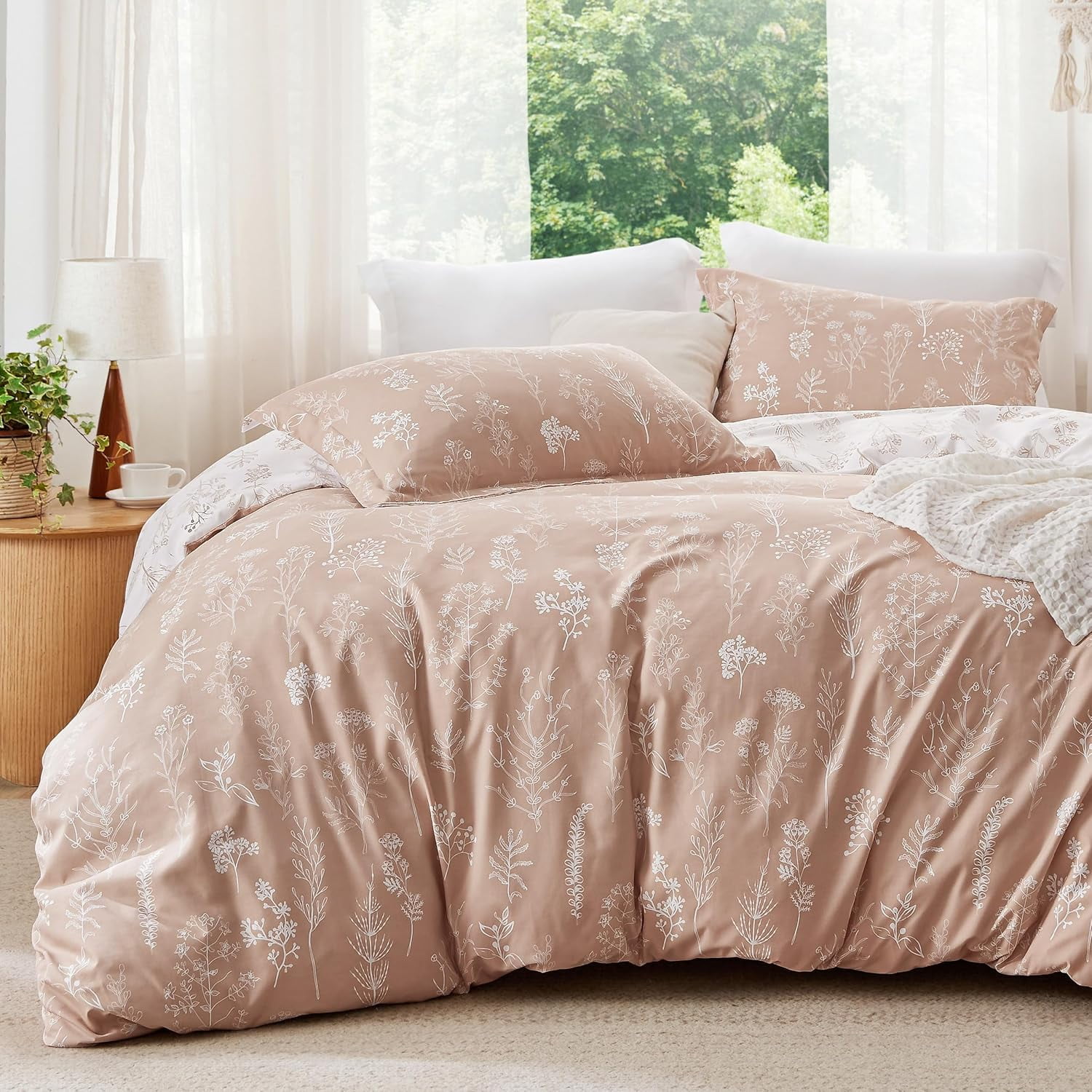 King Size Dusty Rose Microfiber Reversible Comforter Set