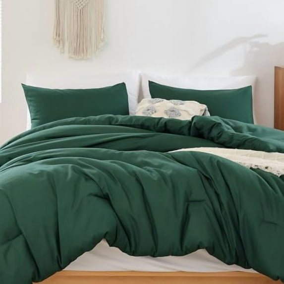 King Size Comforter Set Emerald Green, 3pcs (1 Boho Dark Forest Comforter & 2 Pillowcases), All Season Blanket Lightweight Bedspreads Quilt