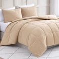 thumbnail image 1 of King Size Comforter Set - Goose Down Alternative – Washed Ultra-Soft - Premium All Season Warmth Bedding Set (King, Beige), 1 of 9