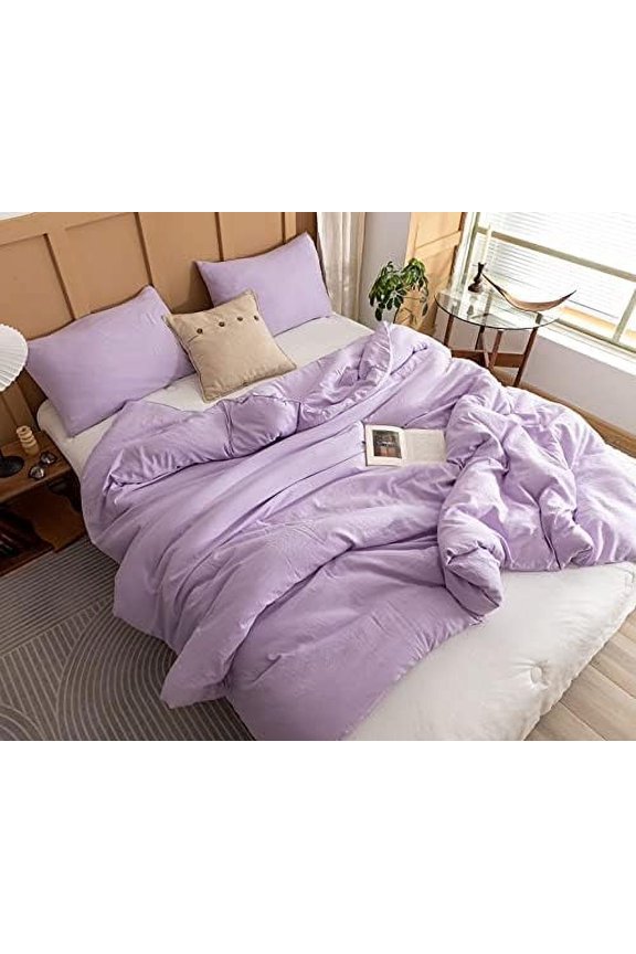 King Size Comforter Set Lavender, 3pcs (1 Boho Purple Comforter & 2 Pillowcases), Soft Bedding Lightweight Bedspread Blanket Quilts
