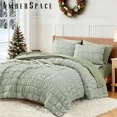 thumbnail image 1 of Amberspace Puff 7-piece Bed in a Bag Comforter Set with Sheets,Sage Green,King, 1 of 8