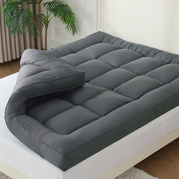 King Size Cooling Mattress Topper, 1000GSM Extra Thick & Plush Pillowtop, Down Alternative Filling, Deep Pocket Fit, Foldable Design for Soft Support