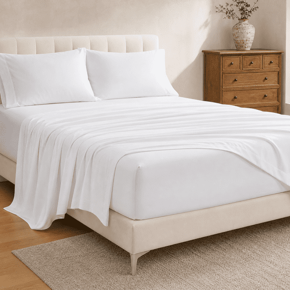 King Size Cotton Bedding Sheet Set, 1000 Thread Count Egyptian Cotton, Fits 18-24 Inch Mattresses