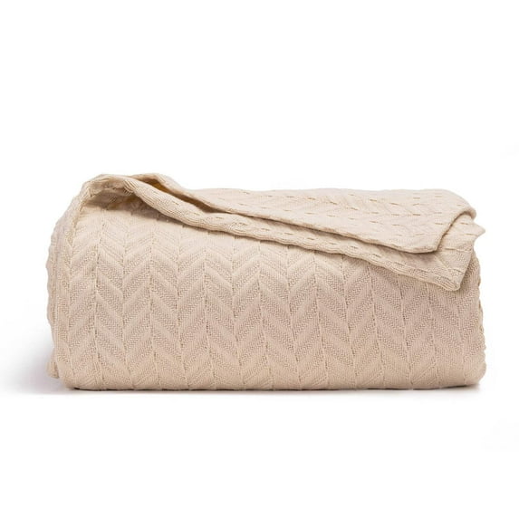 King Size Cotton Blanket - 100% Cotton, Herringbone Weave, All-Natural, Toxic-Free Luxurious King Bed Blanket - Extra-Large Size to Fit California King Beds - 110"x92" (King/California King)