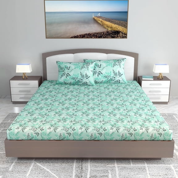 King Size Double Bedsheet With 2 Pillow Cover - 108 X 108 Inches, Blue Mint | Skin Friendly Fabric For Everyday Comfort - Perfect Gifting For Wedding Anniversary