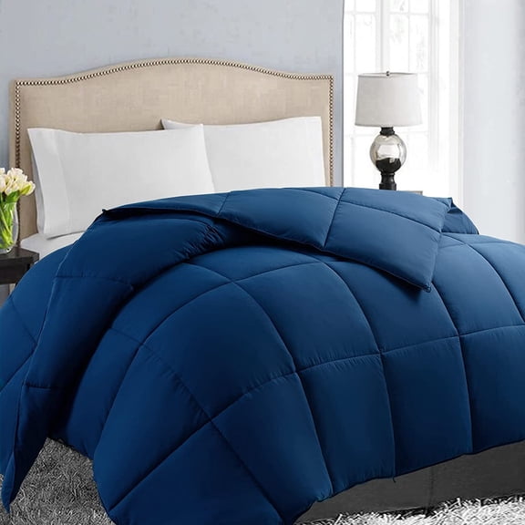 King Size Down Alternative Comforter - All Seasons Quilted Duvet Insert, Lightweight Warm Bedding with Corner Tabs, White 90x102 Inches