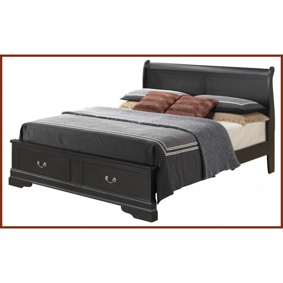 King Size Durable Black Storage Bed Frame with Convenient Storage for Master Bedroom