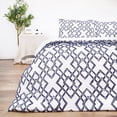 thumbnail image 1 of King Size Duvet Cover, Soft, Breathable 3 Pieces Bedding Set with Zipper Closure, 8 Corner Ties, 2 Pillow Shams, 1 Duvet Cover for All Seasons (King, 104X90 Inches, White & Navy-No Comforter), 1 of 7