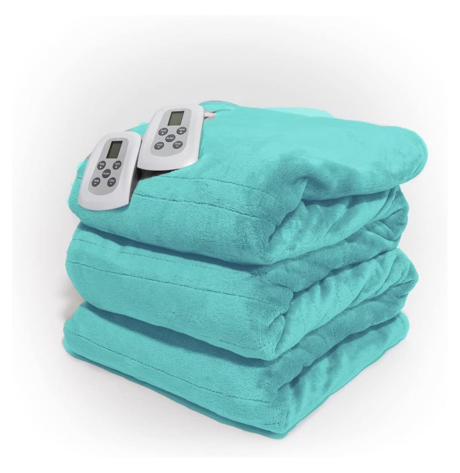 King Size Electric Heated Blanket with Dual Controllers, Aqua