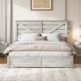King Size Farmhouse Wooden Bed Frame, Platform Bed Frame with 49.2