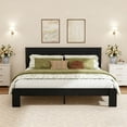 thumbnail image 1 of King Size Farmhouse Wooden Bed Frame with Headboard, Rustic Platform Bed with Silent Wood Slat System, No Box Spring Needed, Rustic Black, 1 of 6