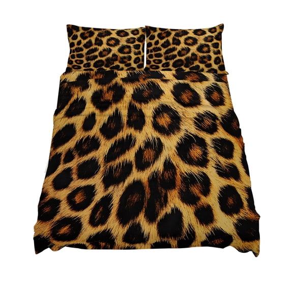 King Size Fashion Wild Animal Sheet Sets Retro Brown Leopard Print Soft Breathable Microfiber Bed Sheets Deep Pockets 4 Piece Bed Sheets Set, 1 Fitted Sheet, 1 Flat Sheet & 2 Pillowcases