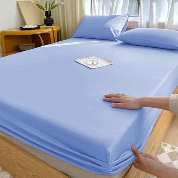 King Size Fitted Sheet 78.74x86.61 Inch - Non-Slip Mattress Protector with Elastic Edge, Soft Polyester Fiber, Full Coverage, Wrinkle Resistant - 1 Fitted Sheet + 2 Pillowcases