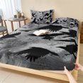 thumbnail image 1 of King Size Fitted Sheet Set - Black Crow Birds 3 Piece Bedding Sets 16" Deep Pocket Fitted Sheet with 2 Pillowcases, Abstract Spooky Grey Sky Wings Brushed Microfiber Hotel Luxury Bed Sheets, 1 of 9