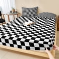 thumbnail image 1 of King Size Fitted Sheet Set - Black White Plaid 3 Piece Bedding Sets 16" Deep Pocket Fitted Sheet with 2 Pillowcases, Modern Buffalo Check Gingham Art Brushed Microfiber Hotel Luxury Bed Sheets, 1 of 9