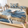 thumbnail image 1 of King Size Fitted Sheet Set - Blue Brown Botanical 3 Piece Bedding Sets 16" Deep Pocket Fitted Sheet with 2 Pillowcases, Flowers Vintage Summer Brushed Microfiber Hotel Luxury Bed Sheets, 1 of 9