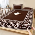 thumbnail image 1 of King Size Fitted Sheet Set - Bohemian Floral Tile 3 Piece Bedding Sets 16" Deep Pocket Fitted Sheet with 2 Pillowcases, Brown Boho Sounthwest Middle Century Brushed Microfiber Hotel Luxury Bed Sheets, 1 of 9