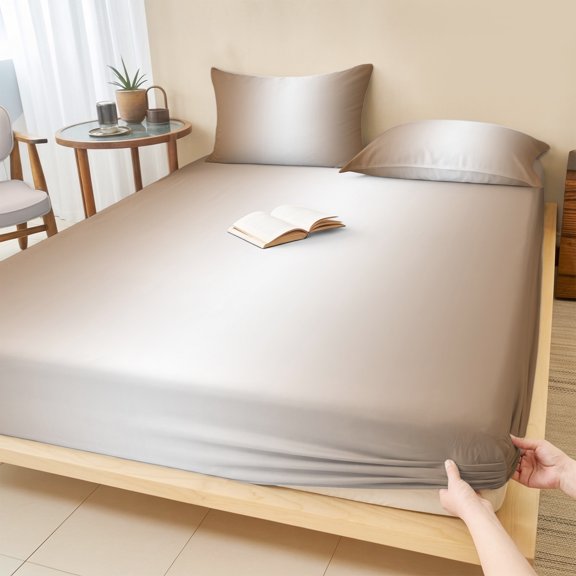 King Size Fitted Sheet Set - Brown Ombre 3 Piece Bedding Sets 16" Deep Pocket Fitted Sheet with 2 Pillowcases, Modern Gradient Art Abstract Brushed Microfiber Hotel Luxury Bed Sheets